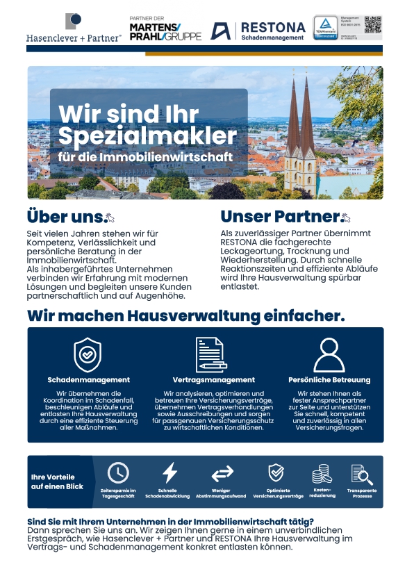 Hasenclever + Partner ist Ihr Spezialmakler für die Immobilienwirtschaft